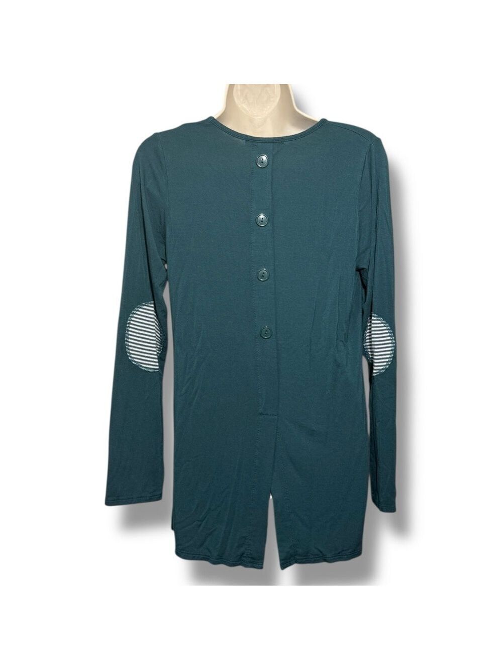 Chris & Carol Women’s Elbow Patch Top Teal Size Large
